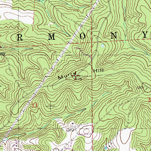 Topographic Map of Murry Hill, MO