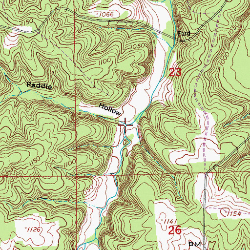 Topographic Map of Mush Paddle Hollow, MO