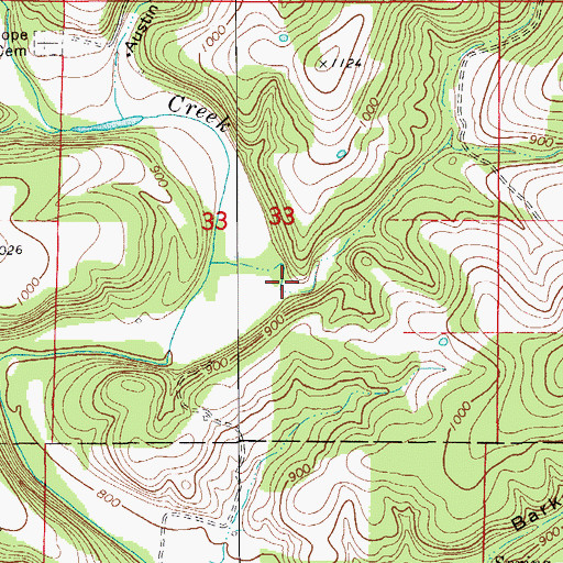 Topographic Map of Mushman Hollow, MO