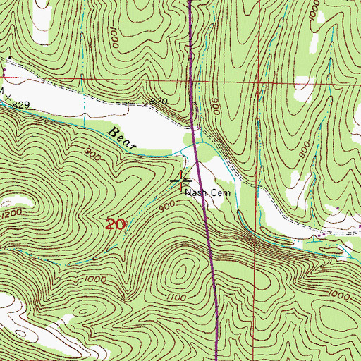 Topographic Map of Nash Cemetery, MO