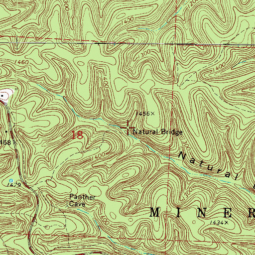 Topographic Map of Cassville Natural Bridge, MO