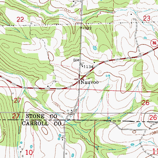 Topographic Map of Nauvoo, MO