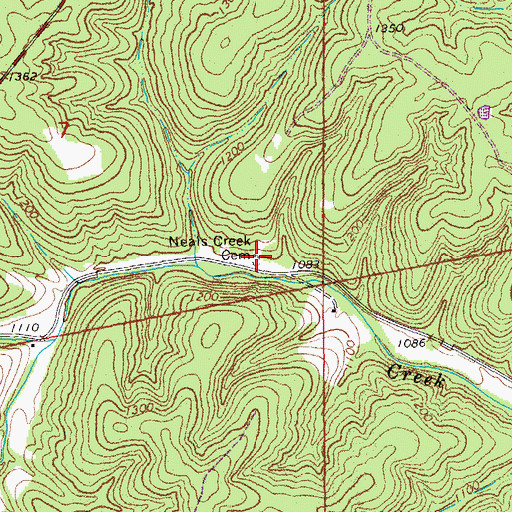 Topographic Map of Neals Creek Cemetery, MO