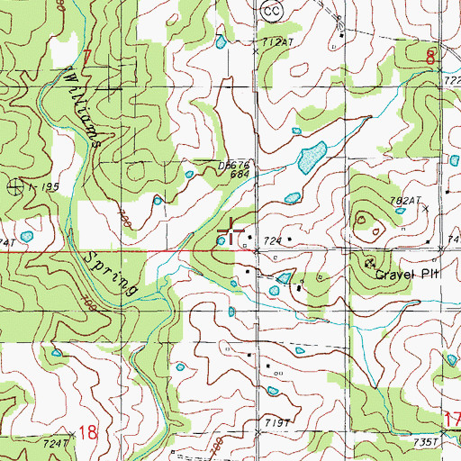 Topographic Map of Nebo School, MO