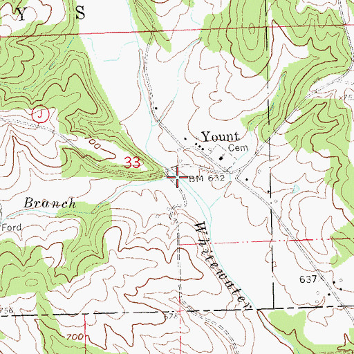 Topographic Map of Neece Branch, MO