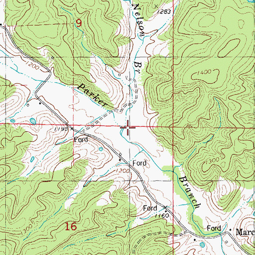 Topographic Map of Nelson Branch, MO