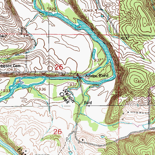 Topographic Map of Nelson Creek, MO