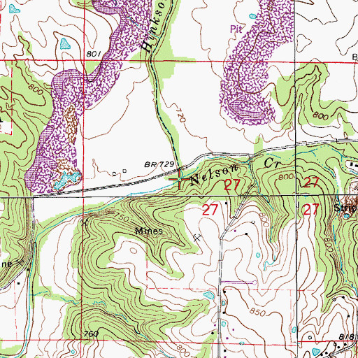Topographic Map of Nelson Creek, MO