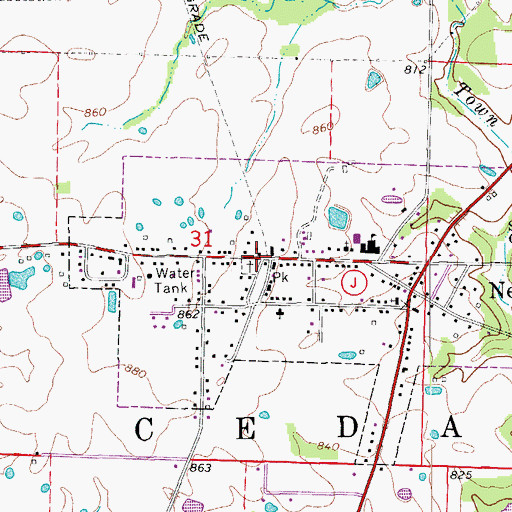 Topographic Map of New Bloomfield, MO
