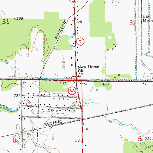 Topographic Map of New Home Church, MO