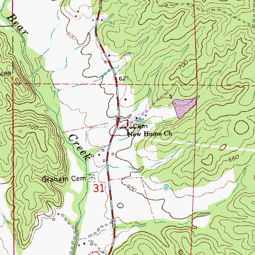 Topographic Map of New Home Church, MO