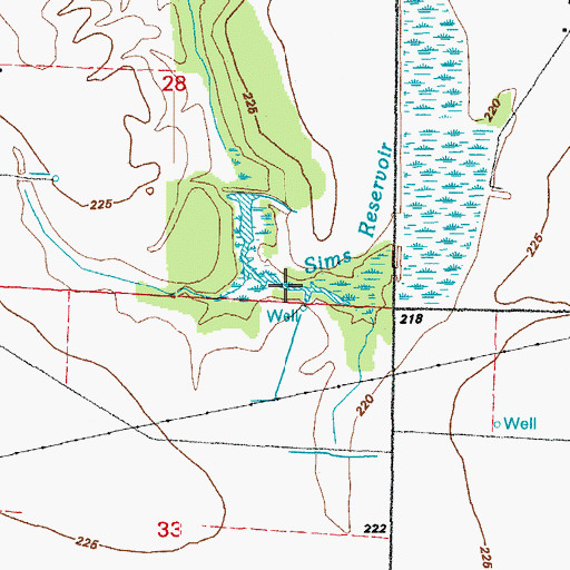 Topographic Map of Sims Reservoir, AR