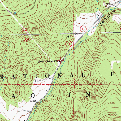 Topographic Map of New Hope Church, MO