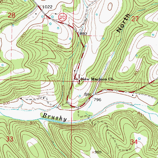 Topographic Map of New Machion Church, MO