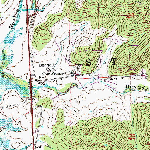 Topographic Map of New Prospect Church, MO