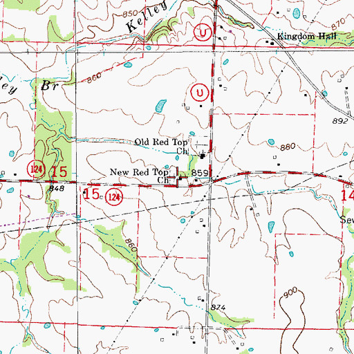 Topographic Map of New Red Top Church, MO