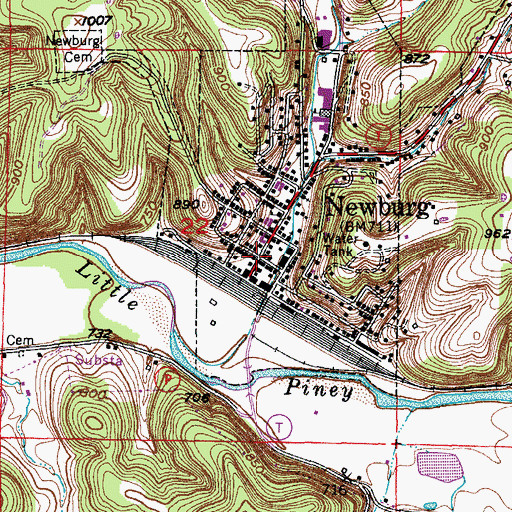 Topographic Map of Newburg, MO