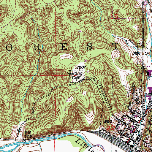 Topographic Map of Newburg Cemetery, MO
