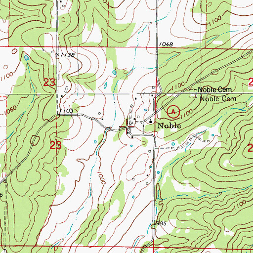 Topographic Map of Noble, MO