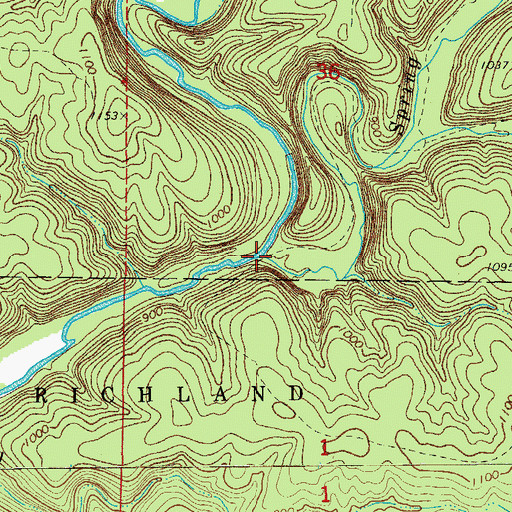 Topographic Map of Noblett Creek, MO