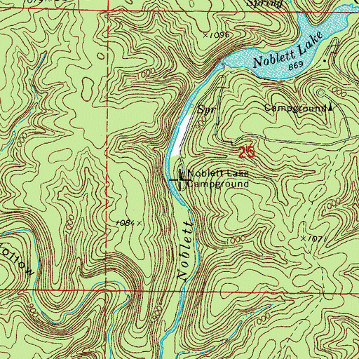 Topographic Map of Noblett Lake Campground, MO