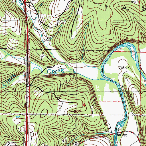 Topographic Map of North Emory Creek, MO