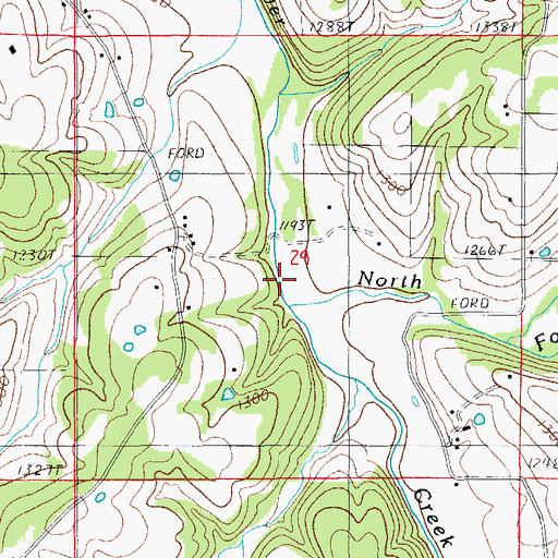 Topographic Map of North Fork Beaver Creek, MO