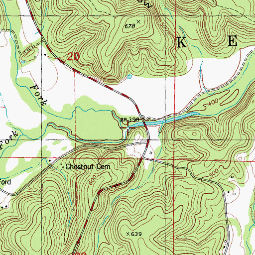 Topographic Map of North Fork Buffalo Creek, MO