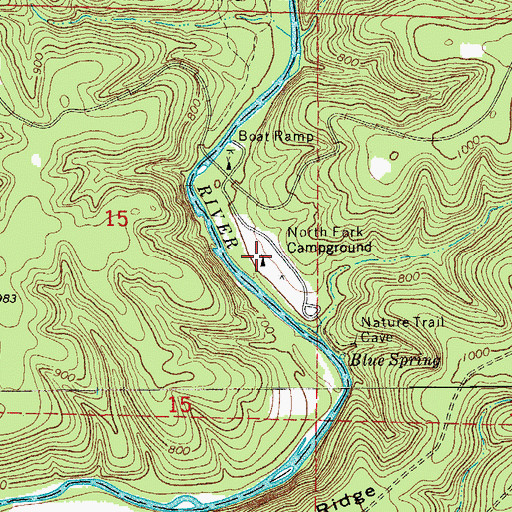 Topographic Map of North Fork Campground, MO