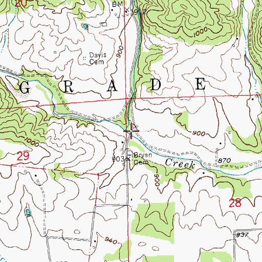 Topographic Map of North Fork Clear Creek, MO