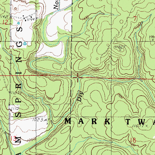 Topographic Map of North Fork Dry Creek, MO