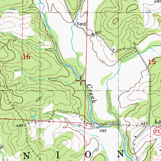 Topographic Map of North Fork Fourche Creek, MO