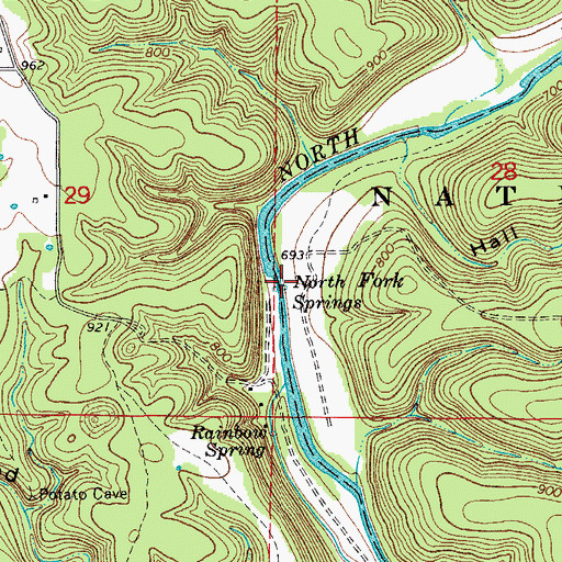 Topographic Map of North Fork Springs, MO