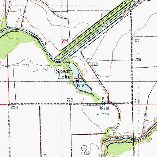 Topographic Map of Spear Lake, AR