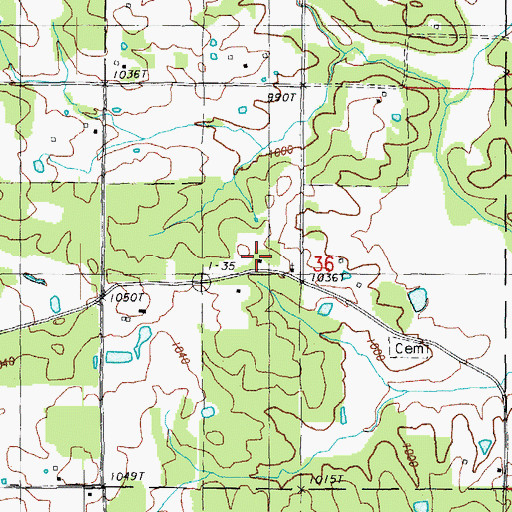 Topographic Map of Oak Grove School, MO