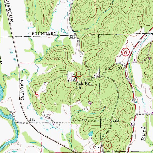 Topographic Map of Oak Hill Church, MO