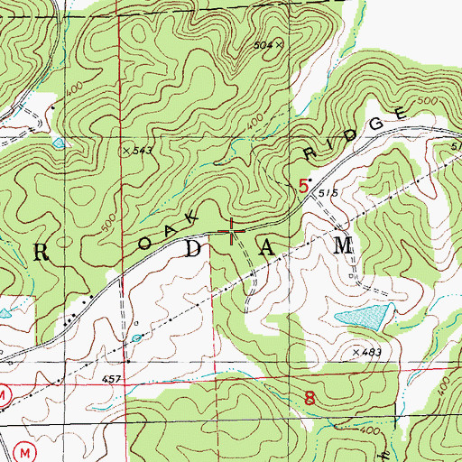 Topographic Map of Oak Ridge, MO