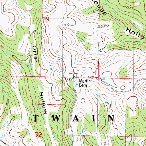 Topographic Map of Oak Ridge School, MO