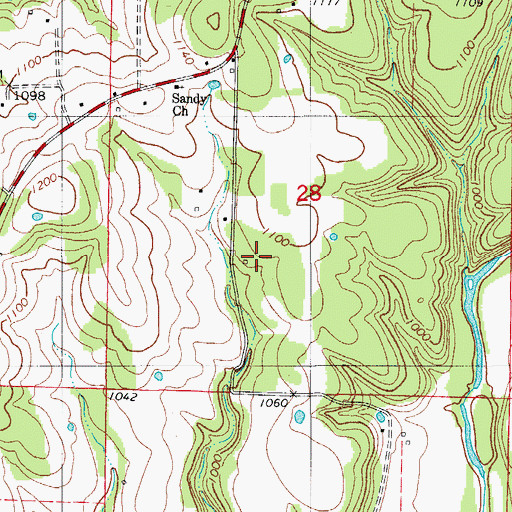 Topographic Map of Oak Ridge School, MO