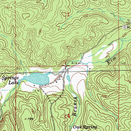Topographic Map of Oak Spring Branch, MO