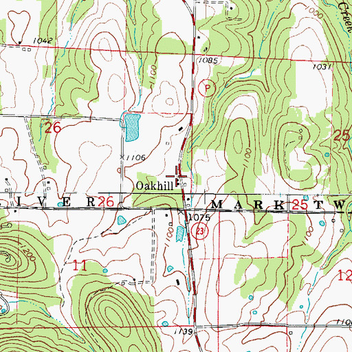 Topographic Map of Oakhill, MO