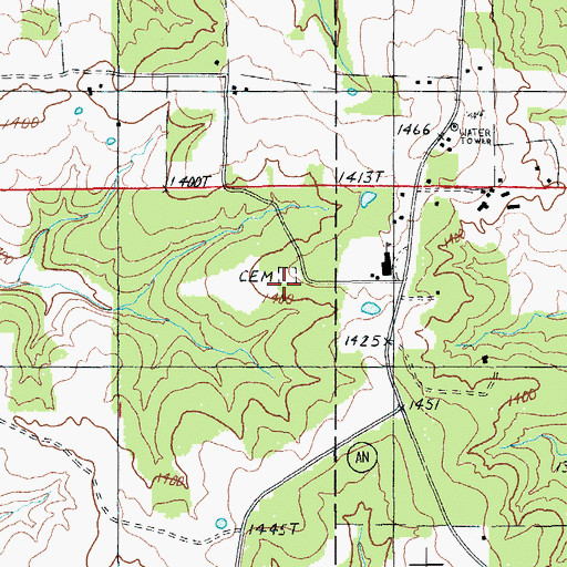 Topographic Map of Oakland Church (historical), MO