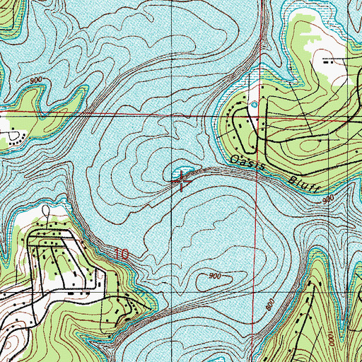 Topographic Map of Oasis Bluff, MO