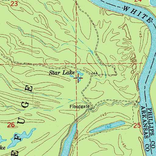 Topographic Map of Star Lake, AR