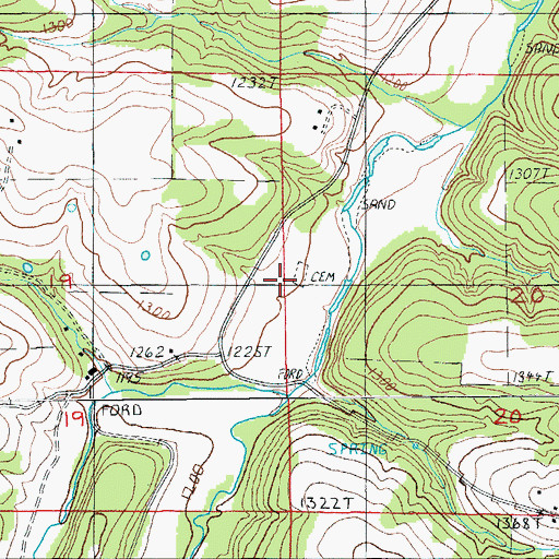 Topographic Map of Old Concord Cemetery, MO