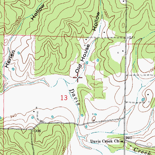 Topographic Map of Old House Hollow, MO