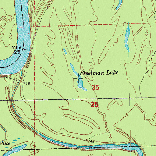 Topographic Map of Steelman Lake, AR
