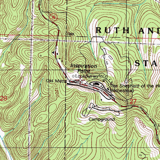 Topographic Map of Old Matts Cabin, MO