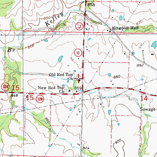 Topographic Map of Old Red Top Church, MO