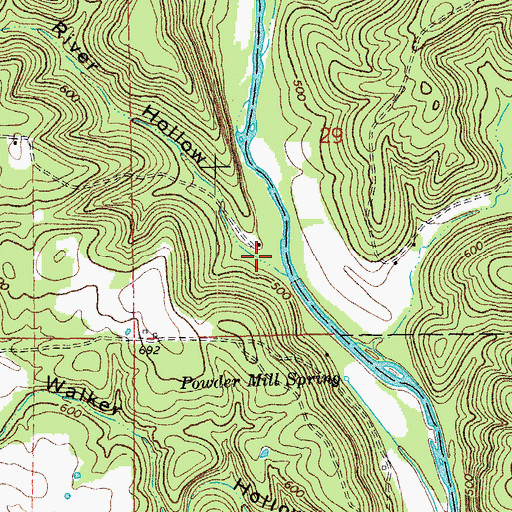 Topographic Map of Old River Hollow, MO